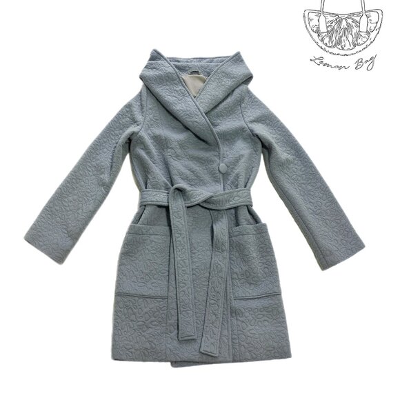 One of a Kind Exclusive/ Winter Fall Hooded Wrap Coat / Color Blue/ Size S - Picture 6 of 12